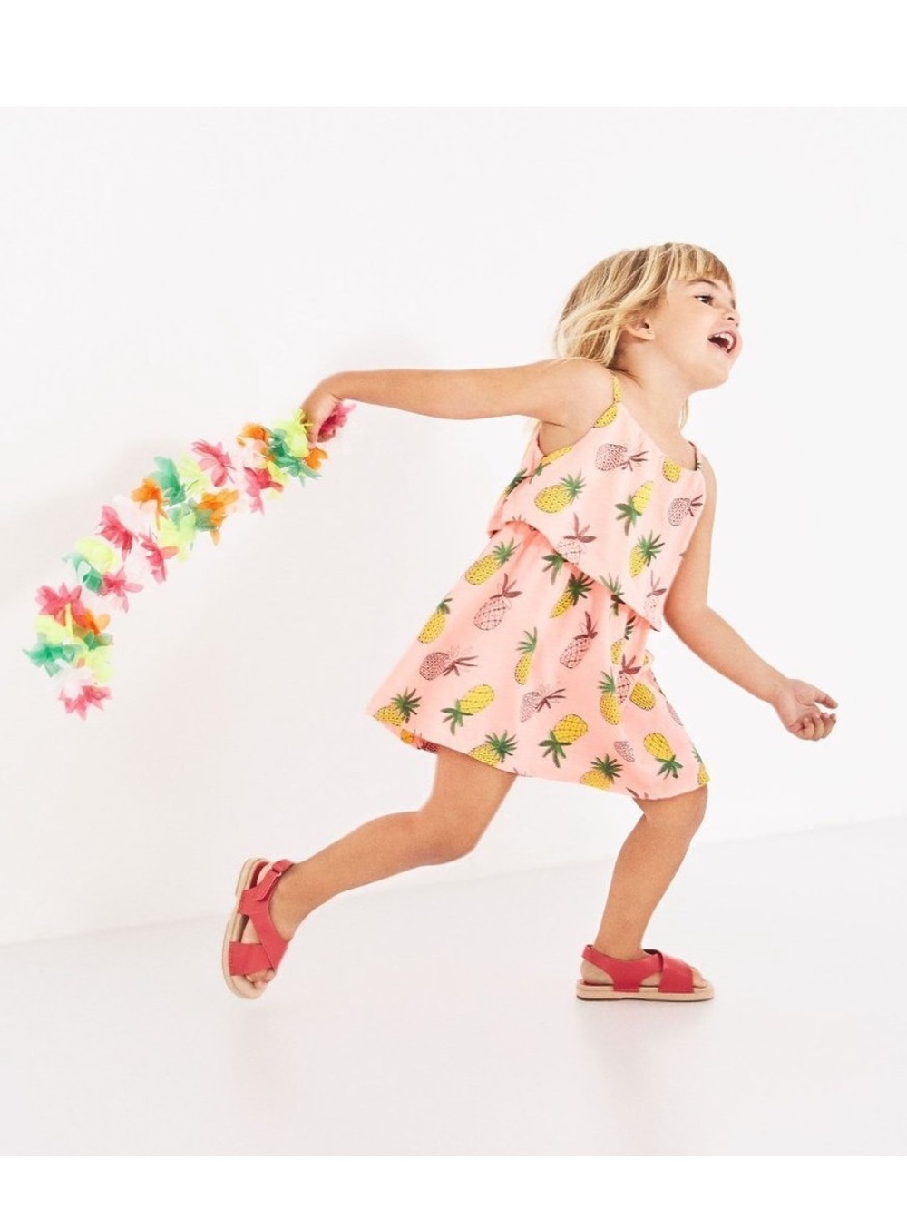 Zara Baby Girl Pineapple Dress 18–24M Tropical Summer Sundress Pink